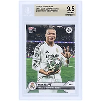 Kylian Mbappé Real Madrid 2024-25 Topps Now First UCL Hat-Trick For Real Madrid C.F. #108 BGS Authenticated 9.5 Card