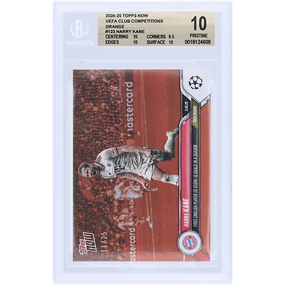 Harry Kane Bayern Munich 2024-25 Topps Now First English Player To Score 10 Goals In A Season Orange #123 #/25 BGS Authenticated 10 Card - 10,9.5,10,10 Subgrades