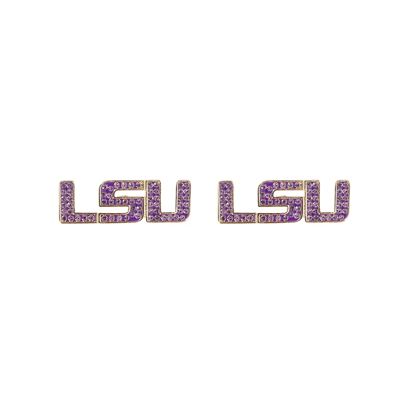 Brianna Cannon LSU Tigers Pavé Logo Stud Earrings