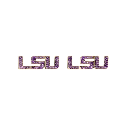 Brianna Cannon LSU Tigers Pavé Logo Stud Earrings