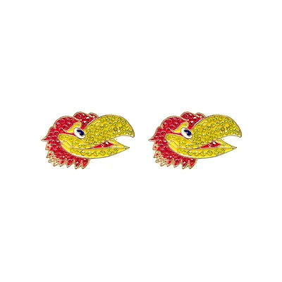 Brianna Cannon Kansas Jayhawks Pavé Logo Stud Earrings