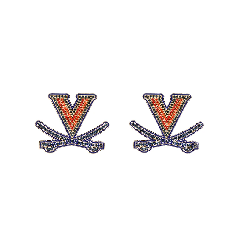 Brianna Cannon Virginia Cavaliers Pavé Logo Stud Earrings