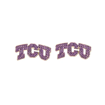 Brianna Cannon TCU Horned Frogs Pavé Logo Stud Earrings