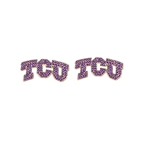 Brianna Cannon TCU Horned Frogs Pavé Logo Stud Earrings
