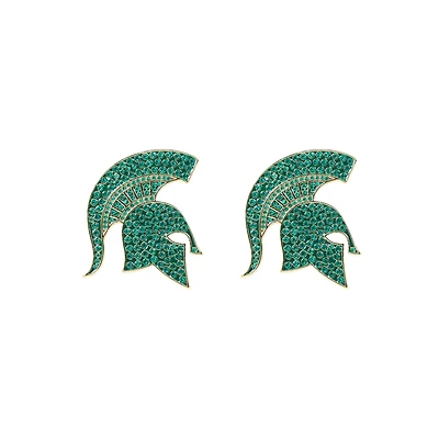 Brianna Cannon Michigan State Spartans Pavé Logo Stud Earrings
