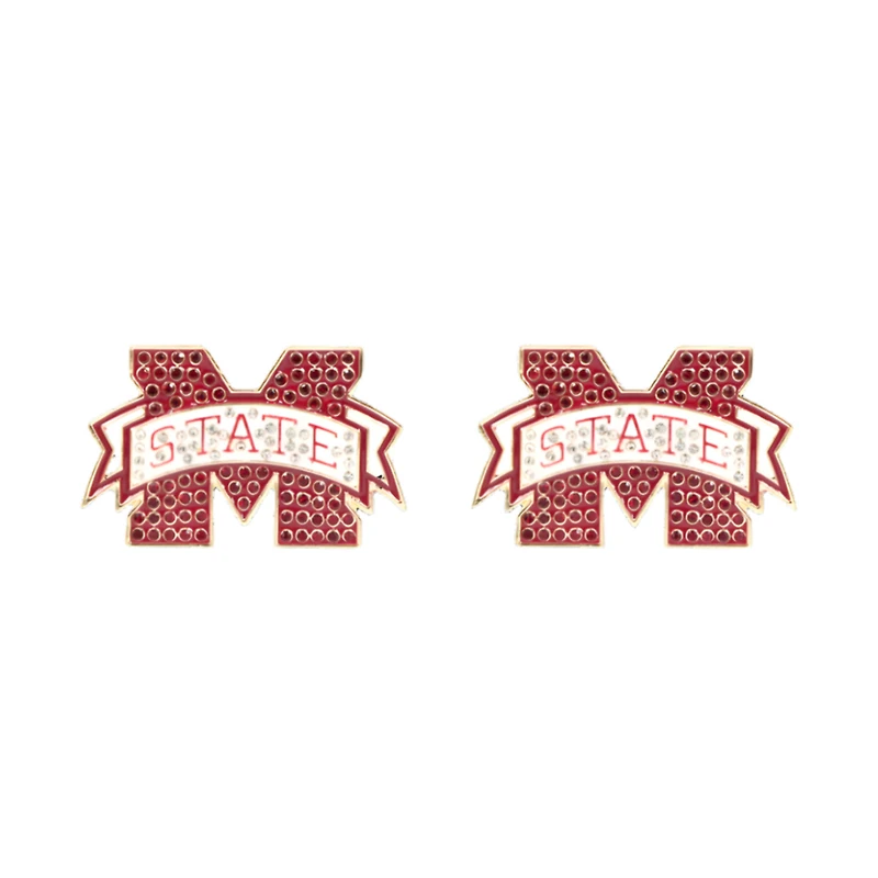 Brianna Cannon Mississippi State Bulldogs Pavé Logo Stud Earrings
