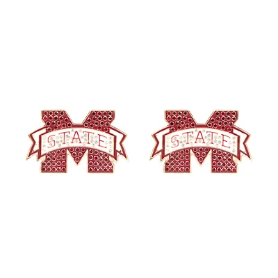 Brianna Cannon Mississippi State Bulldogs Pavé Logo Stud Earrings