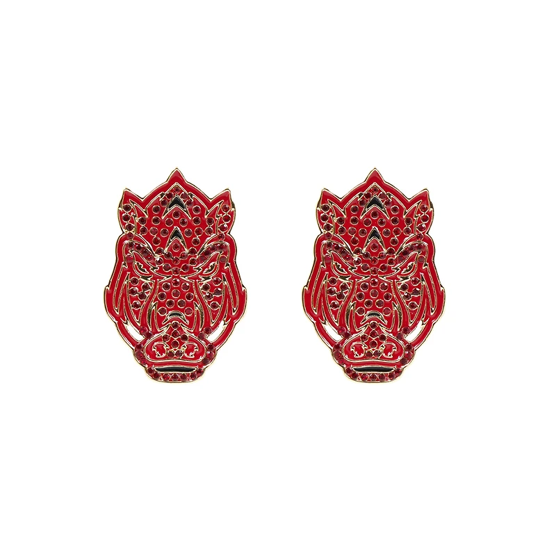 Brianna Cannon Arkansas Razorbacks Pavé Logo Stud Earrings