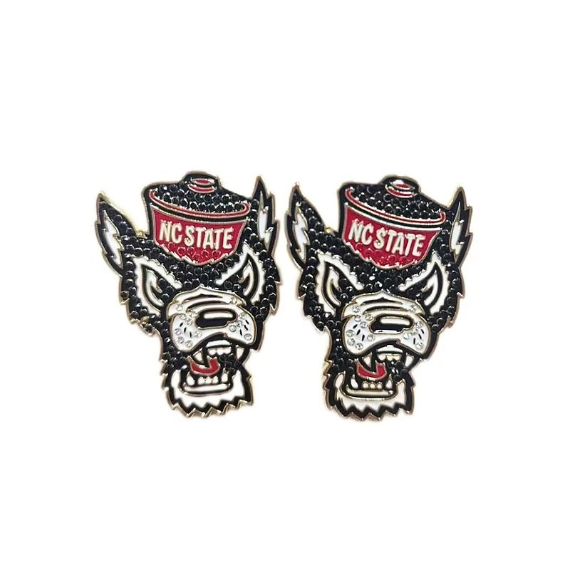 Brianna Cannon NC State Wolfpack Pavé Logo Stud Earrings