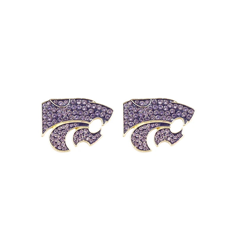 Brianna Cannon Kansas State Wildcats Powercat Pavé Logo Stud Earrings