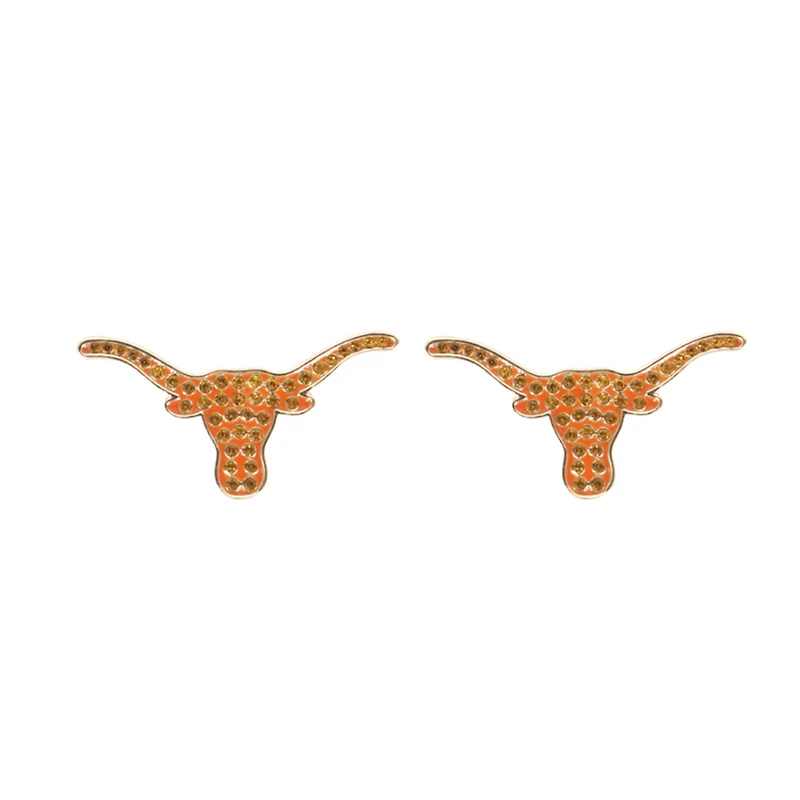 Brianna Cannon Texas Longhorns Pavé Logo Stud Earrings