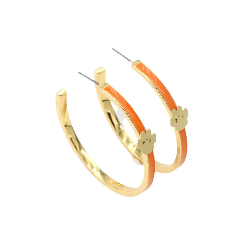 Brianna Cannon Clemson Tigers Paw Logo Hoop Earrings
