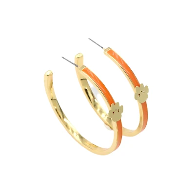 Brianna Cannon Clemson Tigers Paw Logo Hoop Earrings