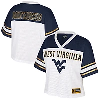 Women's Colosseum  White West Virginia Mountaineers Treasure Cropped Football Jersey