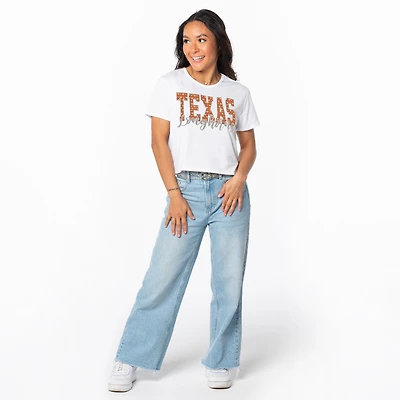 Women's ZooZatz White Texas Longhorns Cropped T-Shirt