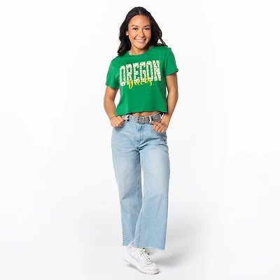 Women's ZooZatz Green Oregon Ducks Cropped T-Shirt
