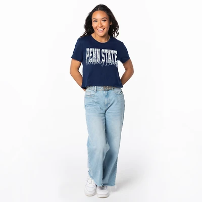 Women's ZooZatz Navy Penn State Nittany Lions Cropped T-Shirt