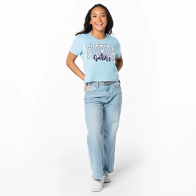 Women's ZooZatz Powder Blue Florida Gators Cropped T-Shirt