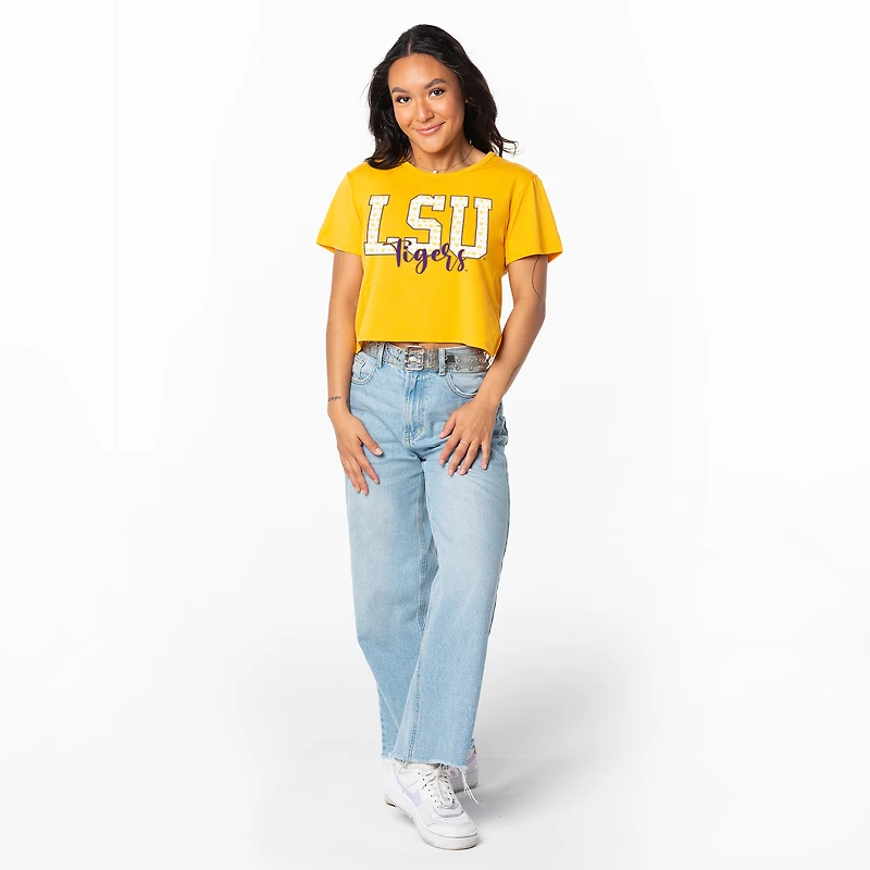 Women's ZooZatz Gold LSU Tigers Cropped T-Shirt