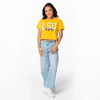 Women's ZooZatz Gold LSU Tigers Cropped T-Shirt