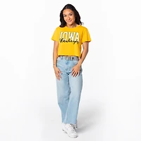 Women's ZooZatz Gold Iowa Hawkeyes Cropped T-Shirt