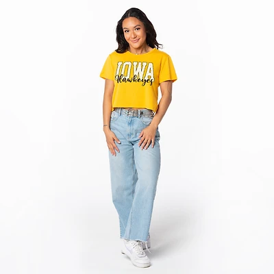 Women's ZooZatz Gold Iowa Hawkeyes Cropped T-Shirt