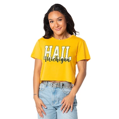 Women's ZooZatz Maize Michigan Wolverines Cropped T-Shirt