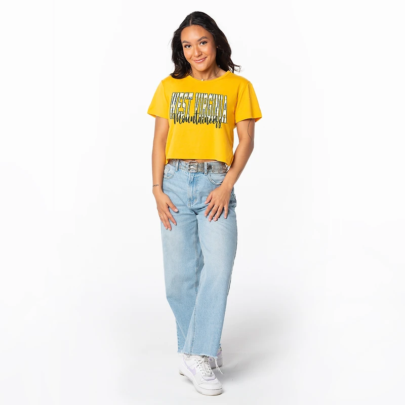 Women's ZooZatz Gold West Virginia Mountaineers Cropped T-Shirt