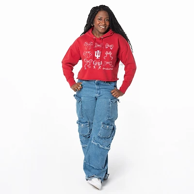 Women's ZooZatz Crimson Indiana Hoosiers Cropped Pullover Hoodie