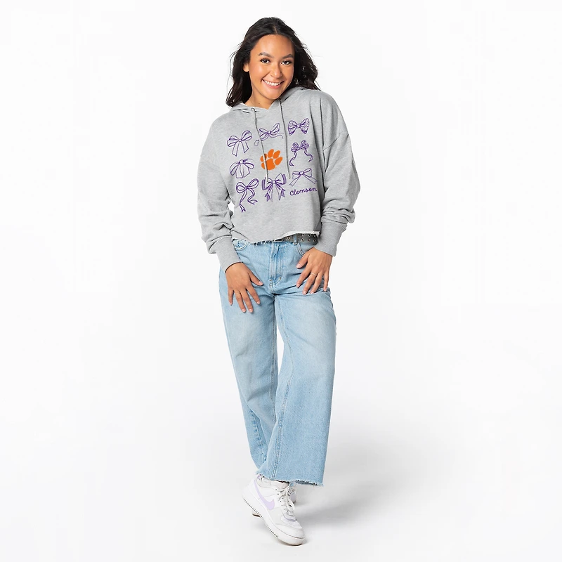 Women's ZooZatz Gray Clemson Tigers Cropped Pullover Hoodie