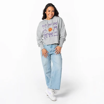 Women's ZooZatz Gray Clemson Tigers Cropped Pullover Hoodie