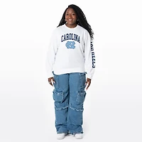 Women's ZooZatz White North Carolina Tar Heels Lightweight Fleece Pullover Sweatshirt