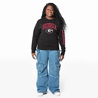 Women's ZooZatz Black Georgia Bulldogs Lightweight Fleece Pullover Sweatshirt