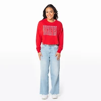 Women's ZooZatz Scarlet Ohio State Buckeyes Cropped Long Sleeve T-Shirt