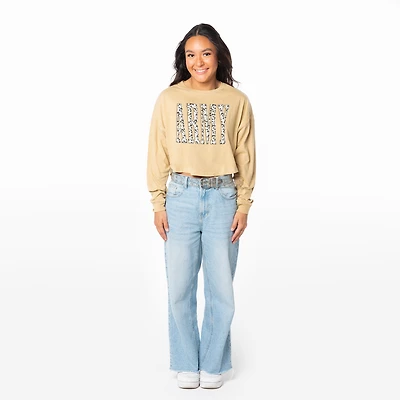 Women's ZooZatz Gold Army Black Knights Cropped Long Sleeve T-Shirt