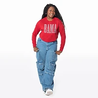 Women's ZooZatz Crimson Alabama Tide Cropped Long Sleeve T-Shirt