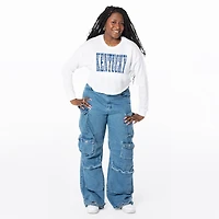 Women's ZooZatz White Kentucky Wildcats Cropped Long Sleeve T-Shirt