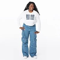 Women's ZooZatz White Penn State Nittany Lions Cropped Long Sleeve T-Shirt