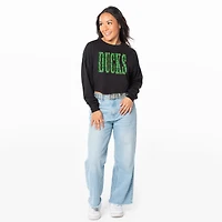 Women's ZooZatz Black Oregon Ducks Cropped Long Sleeve T-Shirt