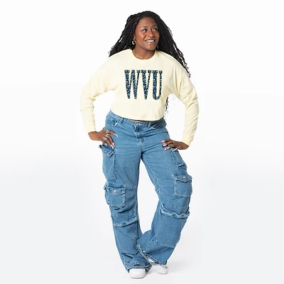 Women's ZooZatz Gold West Virginia Mountaineers Cropped Long Sleeve T-Shirt