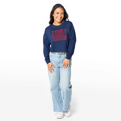 Women's ZooZatz Navy Ole Miss Rebels Cropped Long Sleeve T-Shirt