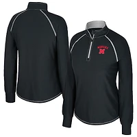 Women's Colosseum Black Nebraska Huskers Bikram Raglan Quarter-Zip Top