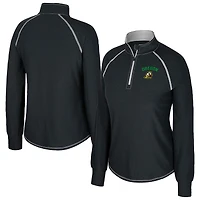 Women's Colosseum Black Oregon Ducks Bikram Raglan Quarter-Zip Top