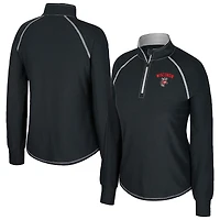 Women's Colosseum Black Wisconsin Badgers Bikram Raglan Quarter-Zip Top