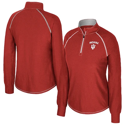 Women's Colosseum Crimson Indiana Hoosiers Bikram Raglan Quarter-Zip Top
