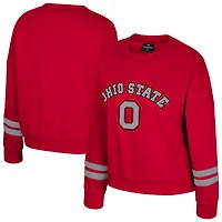 Women's Colosseum Scarlet Ohio State Buckeyes Splashy Crewneck Fleece Sweatshirt