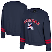Women's Colosseum Navy Arizona Wildcats Splashy Crewneck Fleece Sweatshirt