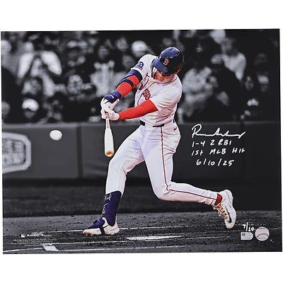 Roman Anthony Boston Red Sox Autographed 16" x 20" First Hit Spotlight Photograph with "1-4 2 RBI 1st MLB Hit 6/10/25" Inscription