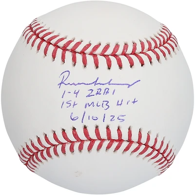 Roman Anthony Boston Red Sox Autographed Baseball with "1-4 2 RBI 1st MLB Hit 6/10/25" Inscription