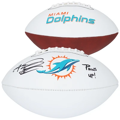 Tua Tagovailoa Miami Dolphins Autographed Franklin White Panel Football with "Phins Up!" Inscription